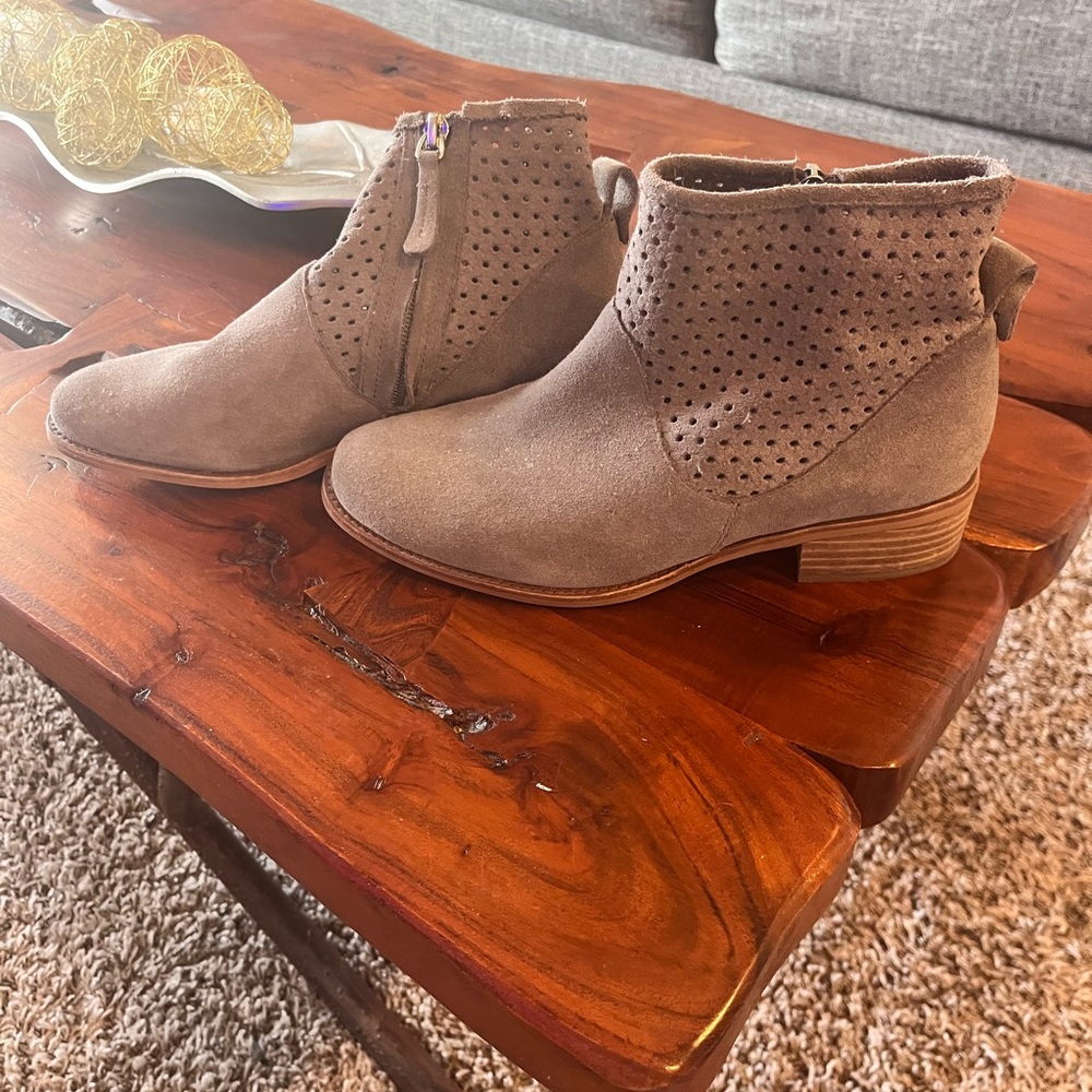 T-Tahari ankle leather booties.